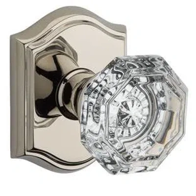 Baldwin Crystal Passage Door Knob With Traditional Arch Rose In Lifetime Bright Nickel
