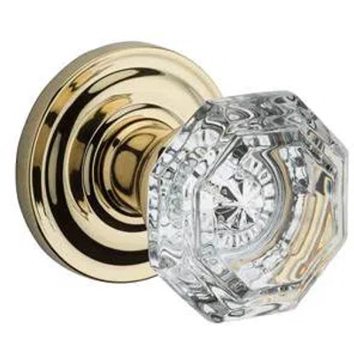 Baldwin Crystal Passage Door Knob With Traditional Round Rose In Lifetime Brass
