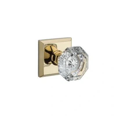 Baldwin Crystal Passage Door Knob With Traditional Square Rose In Lifetime Brass