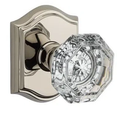 Baldwin Crystal Privacy Door Knob With Traditional Arch Rose In Lifetime Bright Nickel