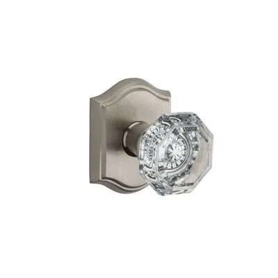 Baldwin Crystal Single Dummy Door Knob With Traditional Arch Rose In Satin Nickel