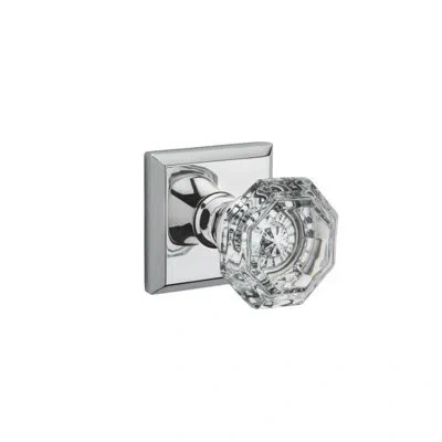 Baldwin Crystal Single Dummy Door Knob With Traditional Square Rose In Bright Chrome