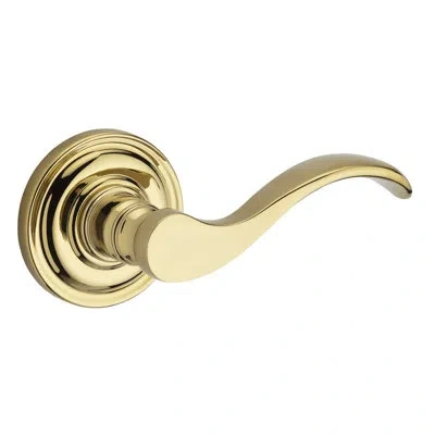 Baldwin Curve Door Lever In Polished Brass