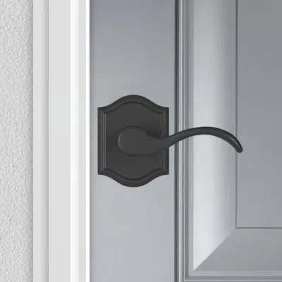 Baldwin Curve Door Lever With Rosette In Satin Black