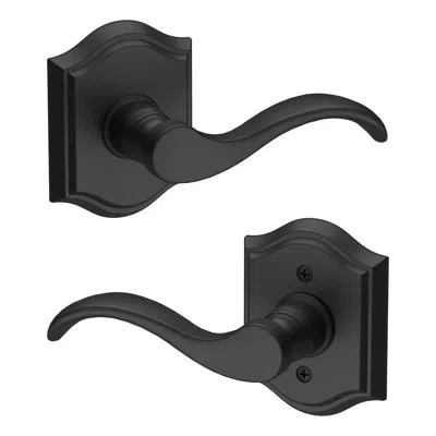 Baldwin Curve Door Lever With Rosette In Satin Black