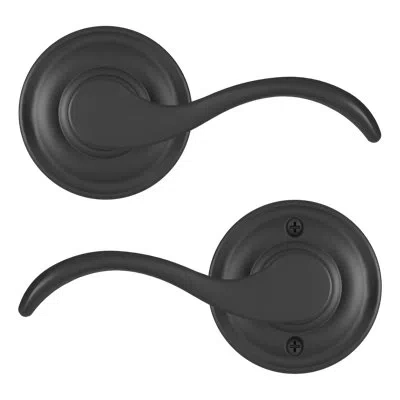 Baldwin Curve Door Lever With Rosette In Satin Black