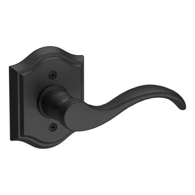 Baldwin Curve Door Lever With Rosette In Satin Black