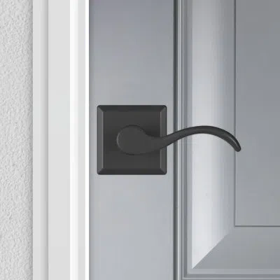 Baldwin Curve Door Lever With Rosette In Satin Black