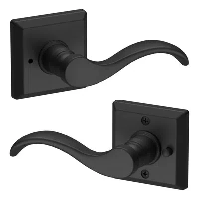Baldwin Curve Door Lever With Rosette In Satin Black