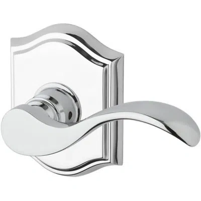 Baldwin Curve Double Dummy Door Lever With Traditional Arch Rose In Bright Chrome