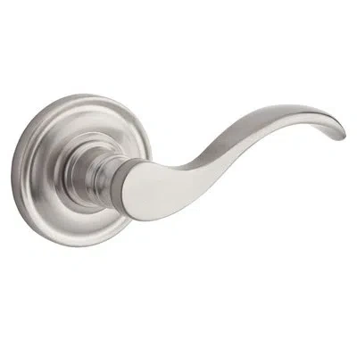 Baldwin Curve Keyed Door Lever With Traditional Round Rose In Polished Nickel