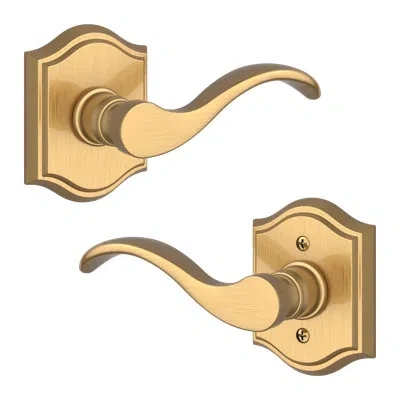 Baldwin Curve Lever Door Lever In Lifetime (pvd) Satin Brass