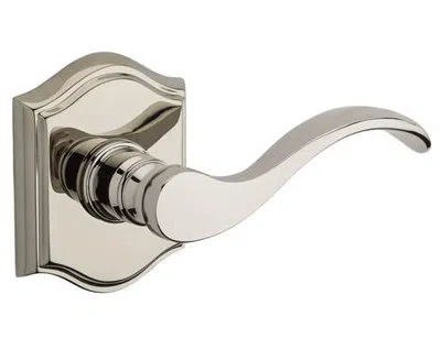 Baldwin Curve Passage Door Lever With Traditional Arch Rose In Polished Nickel
