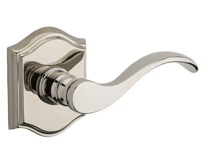 Baldwin Curve Privacy Door Lever With Traditional Arch Rose In Polished Nickel