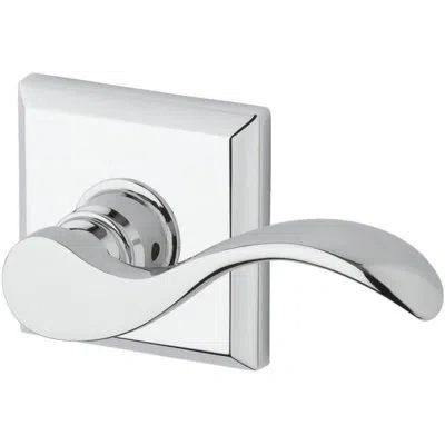 Baldwin Curve Privacy Door Lever With Traditional Square Rose In Polished Chrome