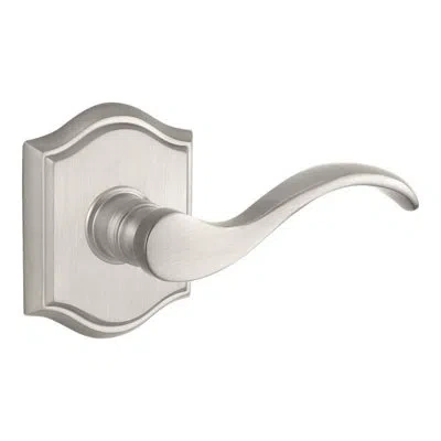 Baldwin Curve Single Dummy Door Lever With Traditional Arch Rose In Satin Nickel
