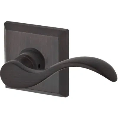 Baldwin Curve Single Dummy Door Lever With Traditional Square Rose In Venetian Bronze