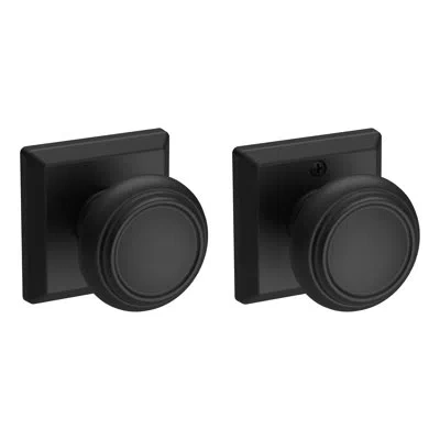 Baldwin Door Knob With  Reserve Rosette In Satin Black