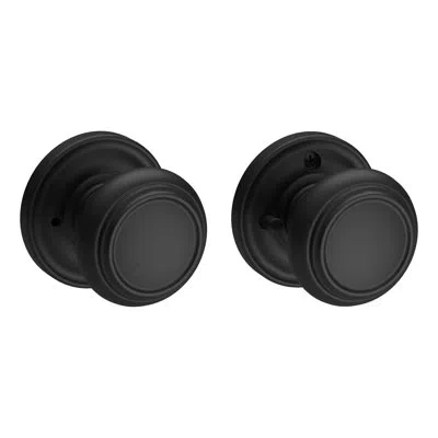 Baldwin Door Knob With  Reserve Rosette In Satin Black