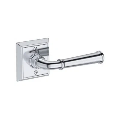 Baldwin Dunsmoor Passage Lever With Chamfered Square Rose In Lifetime (pvd) In Polished Chrome