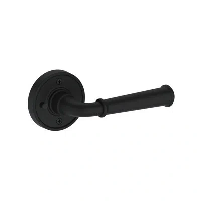Baldwin Dunsmoor Privacy Lever With Recessed Round Rose In Lifetime (pvd) In Matte Black