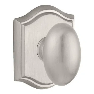 Baldwin Ellipse Keyed Door Knob With Traditional Arch Rose In Satin Nickel