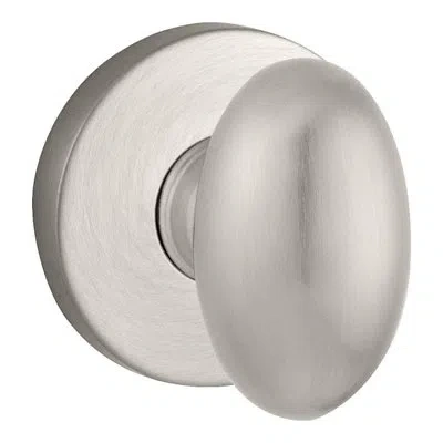 Baldwin Ellipse Passage Door Knob With Contemporary Round Rose In Satin Nickel
