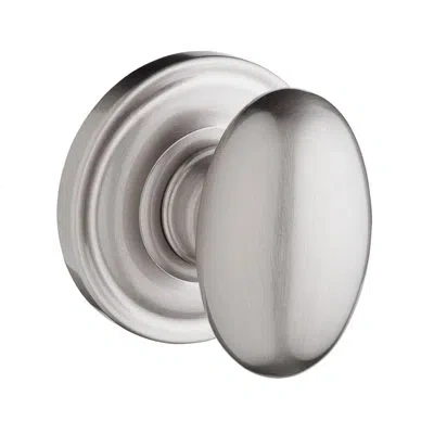 Baldwin Ellipse Privacy Door Knob With Traditional Round Rose In Satin Nickel