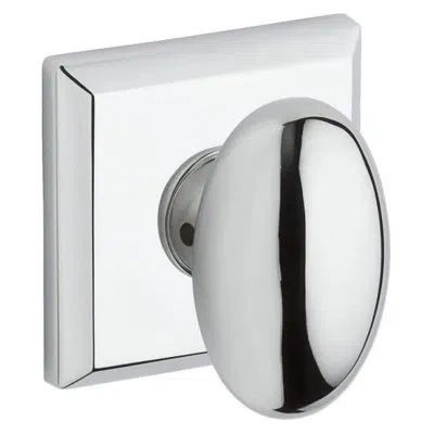 Baldwin Ellipse Privacy Door Knob With Traditional Square Rose In Bright Chrome