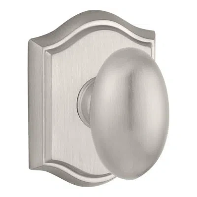 Baldwin Ellipse Single Dummy Door Knob With Arch Rosette In Satin Nickel