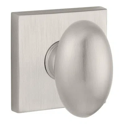 Baldwin Ellipse Single Dummy Door Knob With Contemporary Square Rose In Satin Nickel