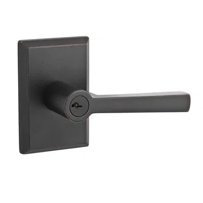 Baldwin Entry Taper Door Lever With Rectangular Rose In Dark Bronze