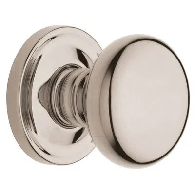 Baldwin Estate Classic Single Dummy Door Knob With Round Rosette In Lifetime (pvd) Polished Nickel