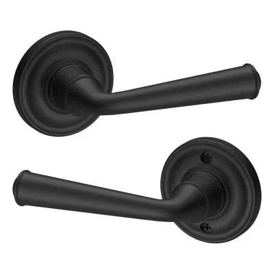 Baldwin Federal Door Lever With Rosette In Satin Black