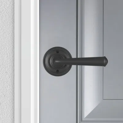 Baldwin Federal Door Lever With Rosette In Satin Black