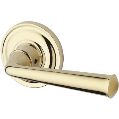 Baldwin Federal Keyed Door Lever With Traditional Round Rose In Polished Brass