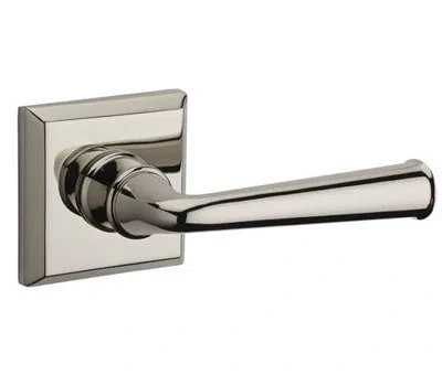 Baldwin Federal Passage Dummy Door Lever With Traditional Square Rose In Lifetime Polished Nickel