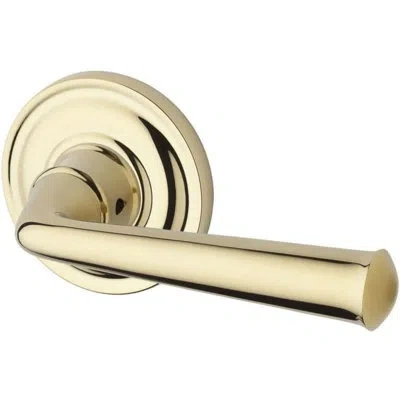 Baldwin Federal Privacy Door Lever With Traditional Round Rose In Brass