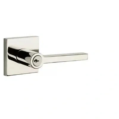 Baldwin Keyed Door Lever With Rosette In Bright Nickel