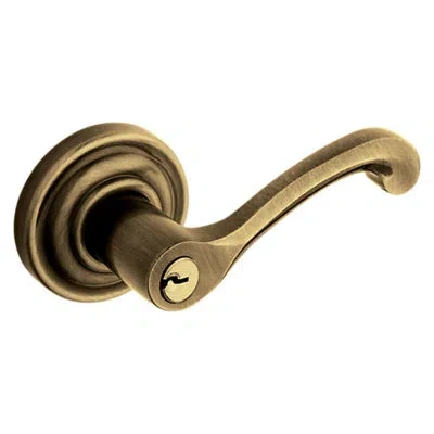 Baldwin Keyed (entry) Door Lever With Rosette In Satin Brass & Black