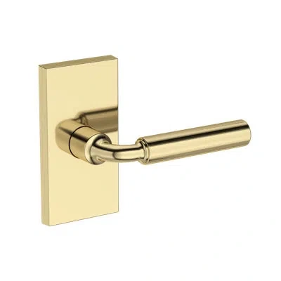 Baldwin La Conner Half Dummy Lever With Contemporary 5in Rose In Unlacquered Brass