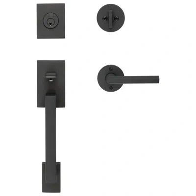 Baldwin La Jolla Handleset With Single Cylinder Deadbolt And Contemporary Door Lever And Round Rosette