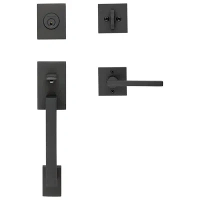 Baldwin La Jolla Handleset With Single Cylinder Deadbolt And Contemporary Door Lever And Square Rosette