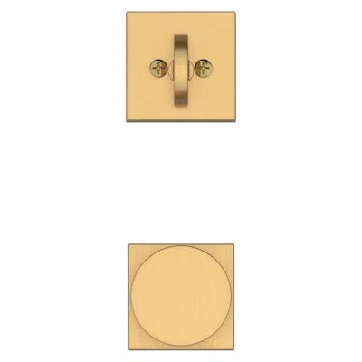 Baldwin La Jolla Single Cylinder Handleset, Contemporary Knob, Square Interior In Satin Brass