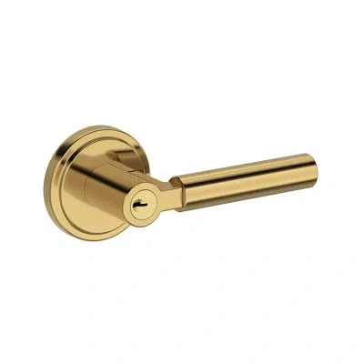 Baldwin Lake Forest Keyed Entry Lever With Stepped Round Rose In Polished Nickel