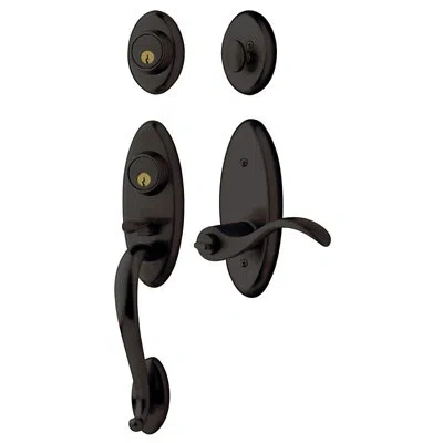 Baldwin Landon Complete Inactive Landon Dummy Handleset With Lever And Rosette In Distressed Oil Rubbed Bronze