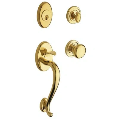 Baldwin Logan Complete Inactive Logan Dummy Handleset With Lever And Rosette In Lifetime (pvd) Polished Brass