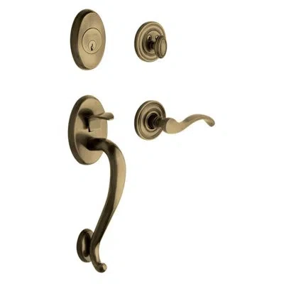 Baldwin Logan Complete Inactive Logan Dummy Handleset With Lever And Rosette In Satin Brass & Black