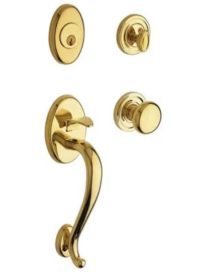 Baldwin Logan Handleset With Single Cylinder Deadbolt And Door Knob And Rosette In Non-lacquered Brass