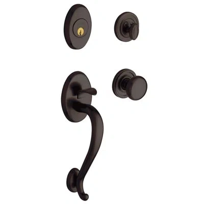 Baldwin Logan Handleset With Single Cylinder Deadbolt And Door Lever And Rosette In Venetian Bronze